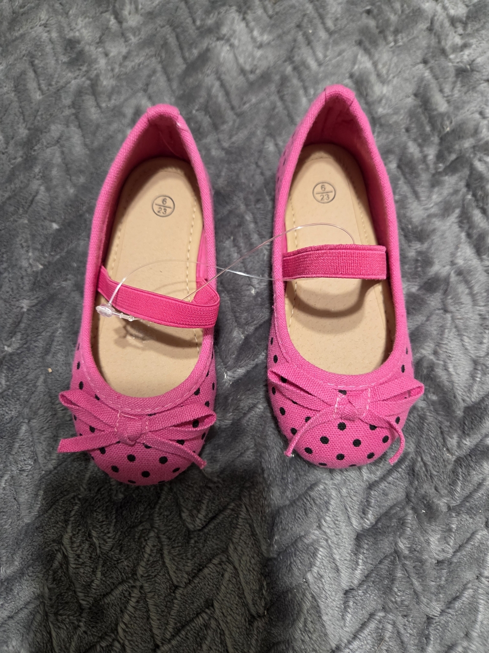 Girls Pink Polka Dot Mary Jane Flats with Bow